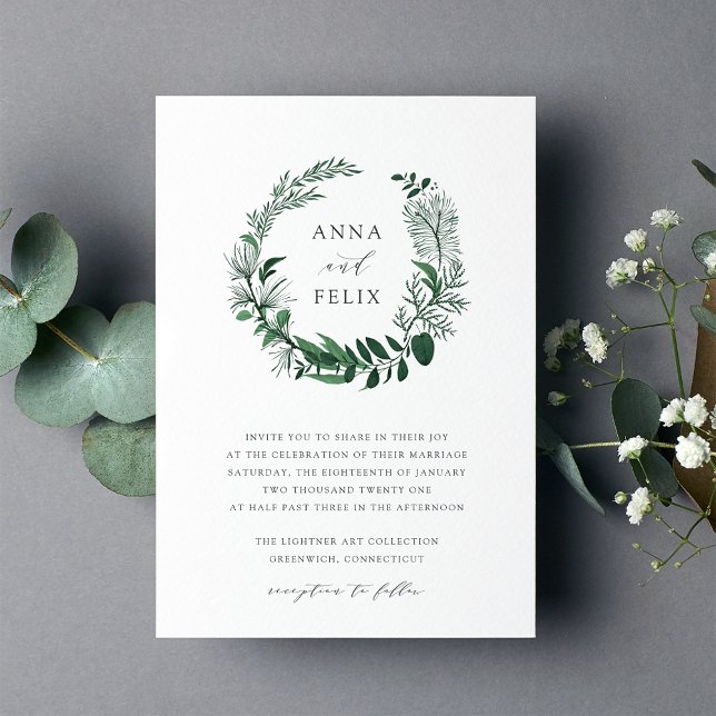 Wild Forest Wreath Wedding Invitation (Creator Uploaded)