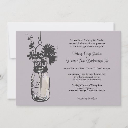 Wild fowers  Mason Jar Wedding Invitations