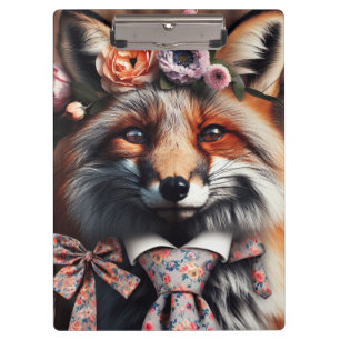 Wild fox wearing a tie cute clipboard