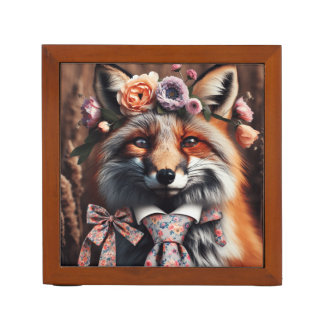 Wild fox wearing a tie cute  desk organizer