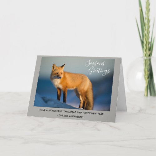 Wild FOX Winter Snow Xmas Photo 2 Personalized Holiday Card