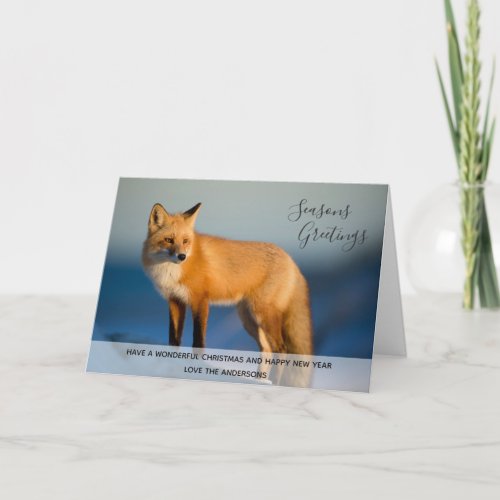 Wild FOX Winter Snow Xmas Photo Personalized Holiday Card