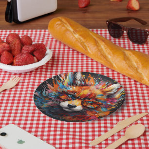 Wild Free Abstract Pop Fox Paper Plates