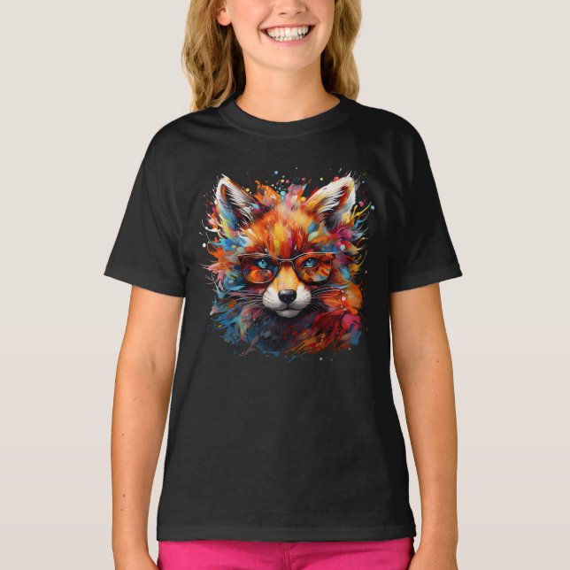 Wild Free Abstract Pop Fox  T-Shirt (Front)