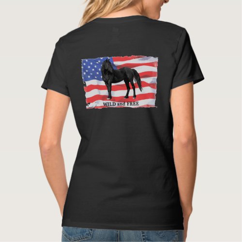 Wild  Free American Wild Horse V Neck T_shirt