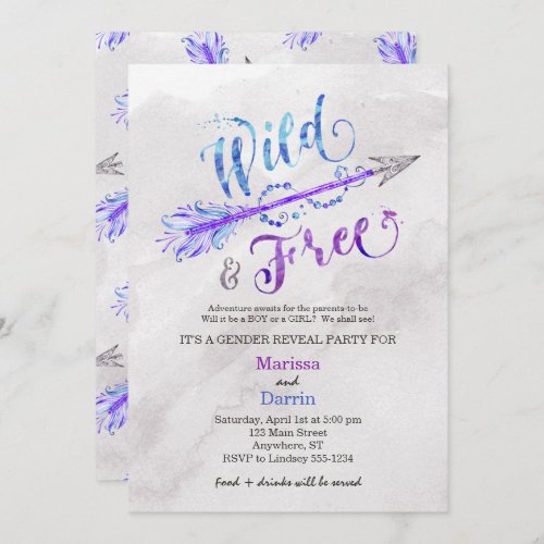 Wild  Free Arrow Gender Reveal Party Invitation