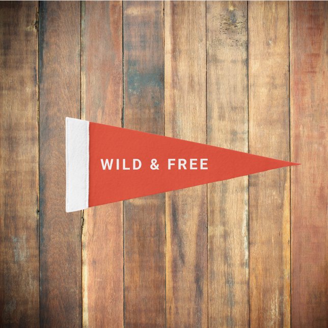 Wild & Free Burnt Orange Camping Pennant Flag (Creator Uploaded)