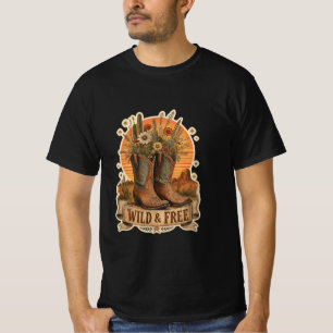 Wild & Free Cowboy Boots Western Wildflower Desert T-Shirt