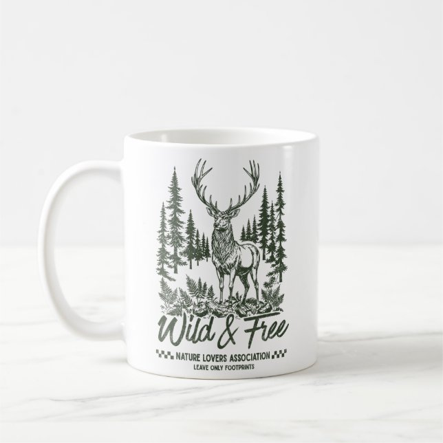 Wild & Free Deer Nature Lover  Coffee Mug (Left)