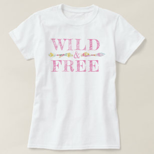 Wild & free feathers and beads boho slogan tee