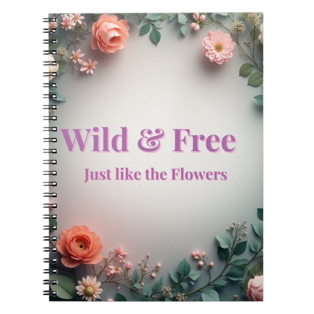  Wild & Free Floral Line Art | Boho Minimal Design Notebook (Front)
