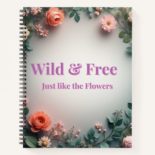  Wild & Free Floral Line Art | Boho Minimal Design Notebook (Front)