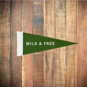 Wild & Free Forest Green Camping Pennant Flag
