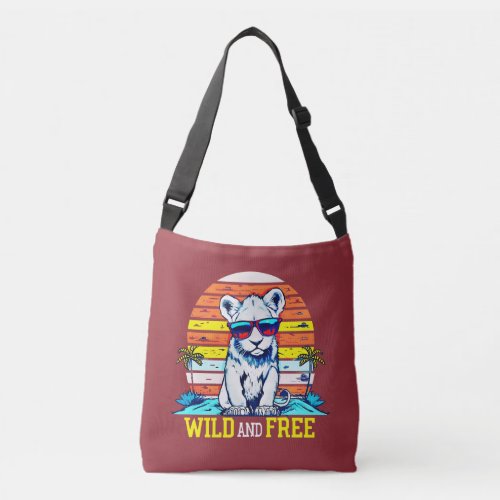 Wild  Free Lion Artwork Wildlife Design Crossbody Bag