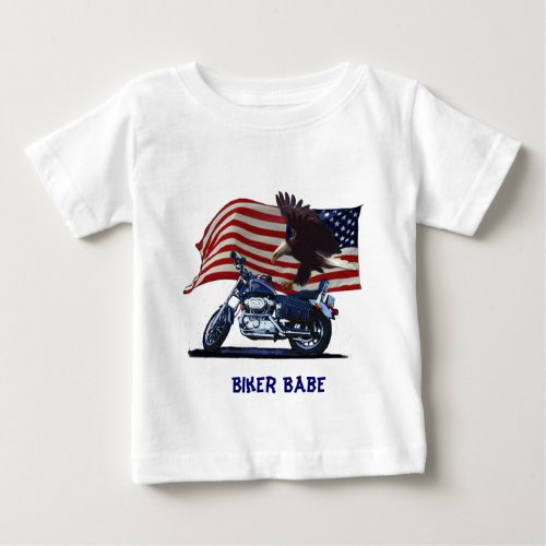 Wild  Free _ Patriotic Eagle Motorbike  US Flag Baby T_Shirt