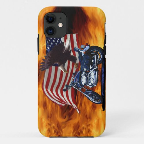Wild  Free _ Patriotic Eagle Motorbike  US Flag iPhone 11 Case
