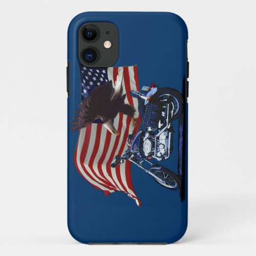 Wild  Free _ Patriotic Eagle Motorbike  US Flag iPhone 11 Case