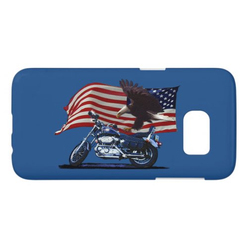 Wild  Free _ Patriotic Eagle Motorbike  US Flag Samsung Galaxy S7 Case