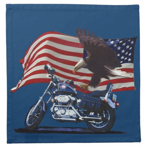 Wild  Free _ Patriotic Eagle Motorbike  US Flag Cloth Napkin
