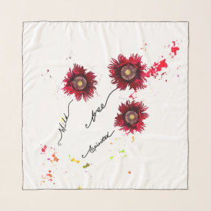 Wild free spirited poppies and paintsplatter scarf