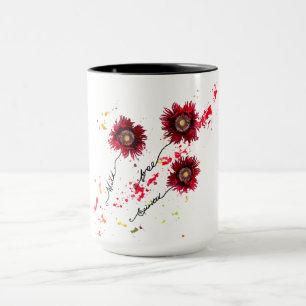 Wild Free Spirited poppies with paint splatter Mug