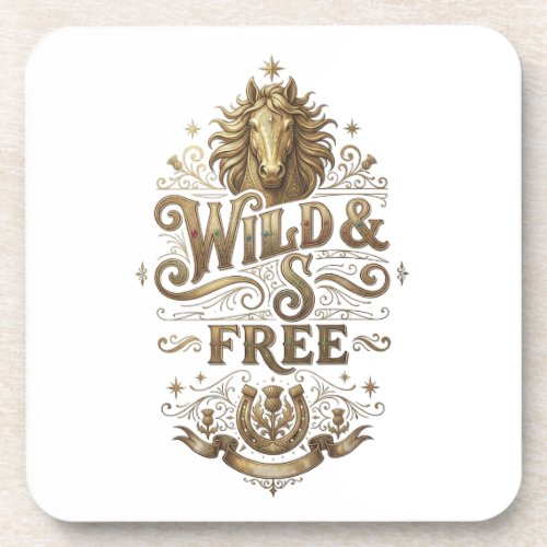Wild & Free Vintage Horse Western Retro Drink Coas Beverage Coaster