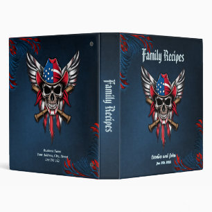 Wild freedom, American skull with baseball bats. 3 Ring Binder
