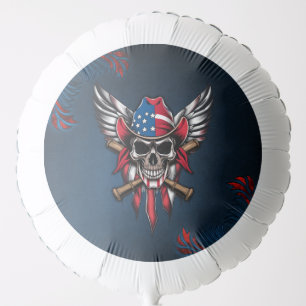 Wild freedom, American skull with baseball bats. Balloon