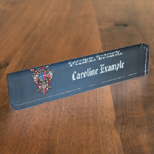 Wild freedom, American skull with baseball bats. Desk Name Plate