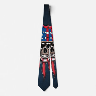 Wild freedom, American skull with baseball bats. Neck Tie