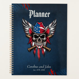 Wild freedom, American skull with baseball bats.  Planner