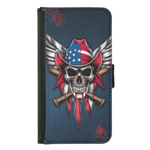 Wild freedom, American skull with baseball bats. Samsung Galaxy S5 Wallet Case