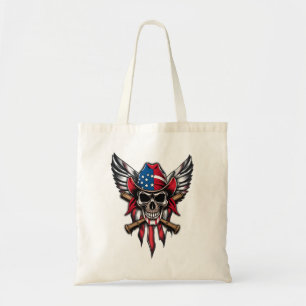 Wild freedom, American skull with baseball bats. Tote Bag