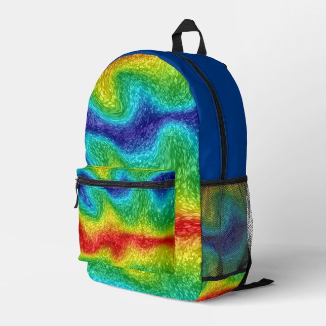Wild Fun Rainbow Liquid Melty Pattern Printed Backpack (Back Corner Right)