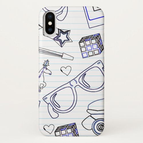 Wild Fun Totally Epic Eighties Doodle iPhone X Case