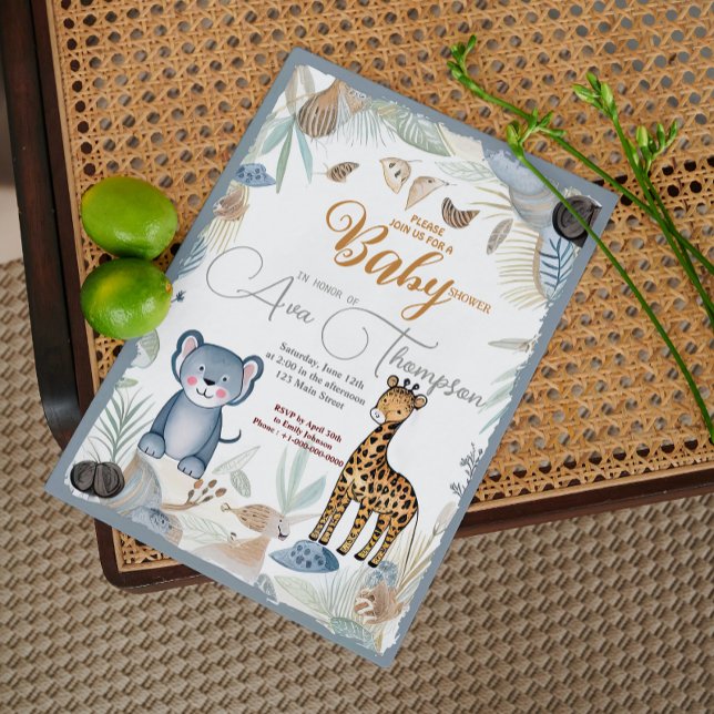 Wild Funny Safari Animals Boy Baby Shower  Invitation (Creator Uploaded)