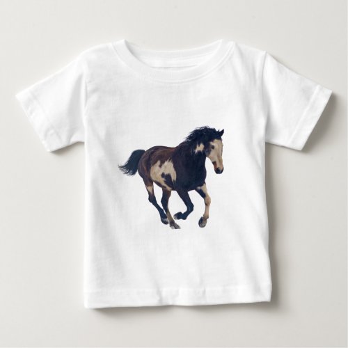 Wild Galloping Pinto American Paint Horse Baby T_Shirt