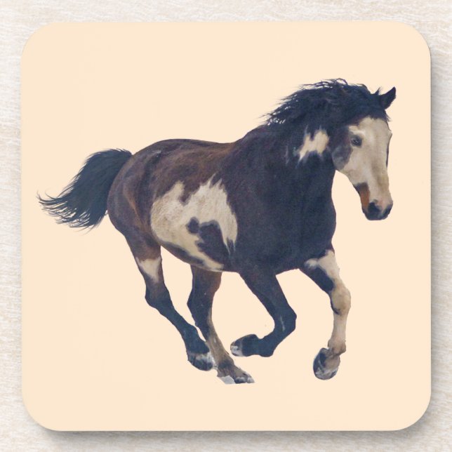 Wild Galloping Pinto American Paint Horse Coaster (Front)