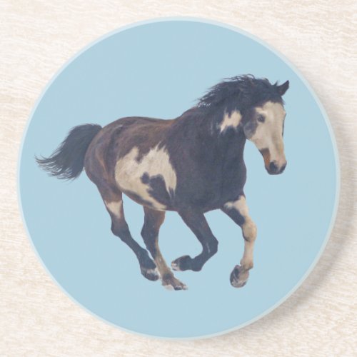 Wild Galloping Pinto American Paint Horse Coaster