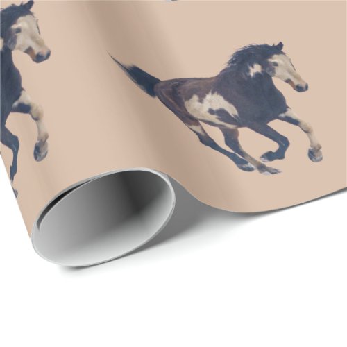 Wild Galloping Pinto American Paint Horse Wrapping Paper