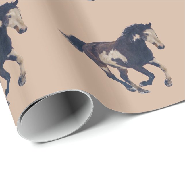 Wild Galloping Pinto American Paint Horse Wrapping Paper (Roll Corner)