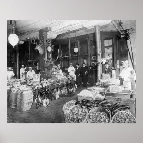 Wild Game  Seafood Market 1895 Vintage Photo Poster