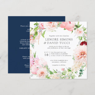 Wild Garden   All in one  Pink  Botanical wedding Invitation