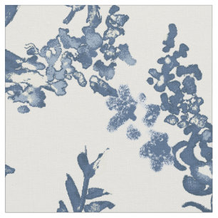 Wild Garden Allover Painted Roses In Navy Blues Fabric