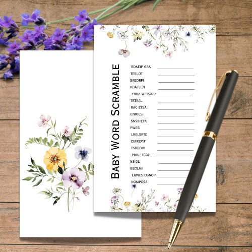 Wild garden blooms Baby Shower Word Scramble 