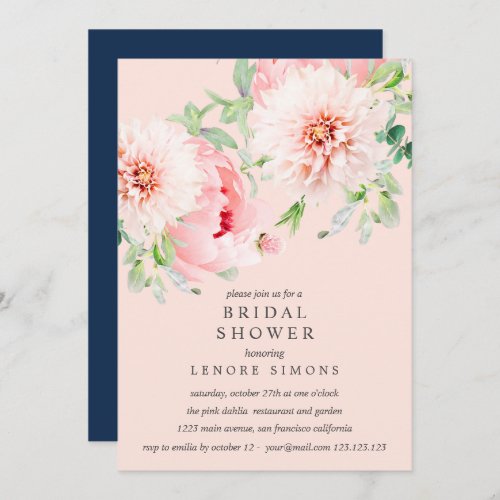 Wild Garden Dahlia Bouquet Bridal Shower Wedding Invitation