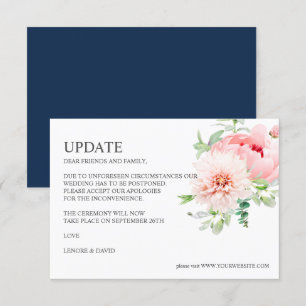 Wild Garden   Dahlia Peony  Pink WEDDING UPDATE Invitation