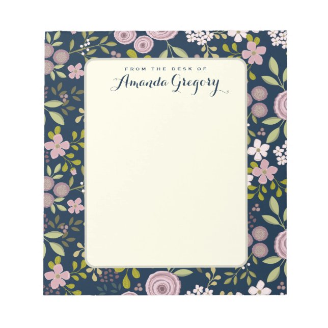 Wild Garden Floral Personalized Desk Notepad (Front)