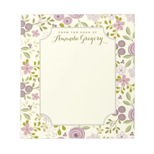 Wild Garden Floral Personalized Desk Notepad