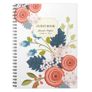 Wild Garden Floral Wedding Guest Book Notebook
